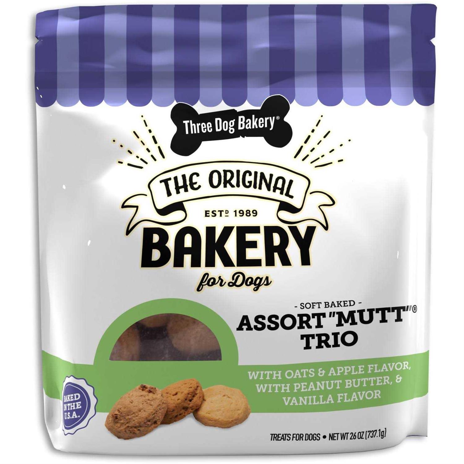 Three Dog Bakery Assortmutt Trio Dog Treats