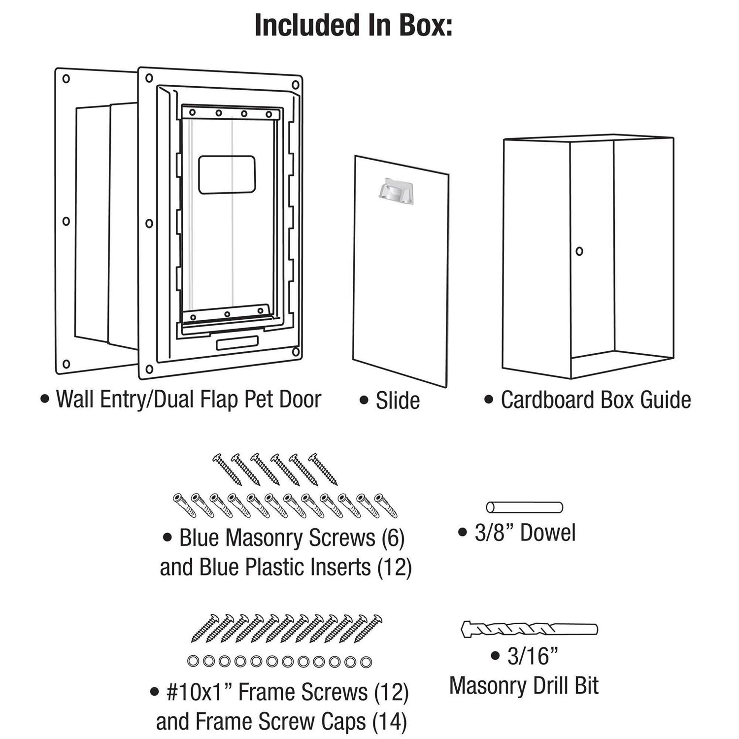 Ideal Pet Products Wall Entry Pet Door Double Flap for Walls with Built-in Telescoping Tunnel and Lock-Out Slide