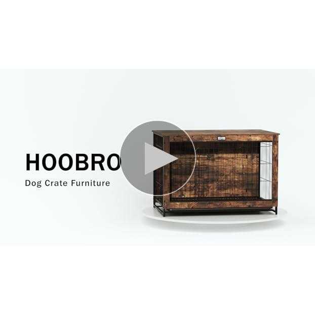 HOOBRO Dog Crate Furniture Large Dog Kennel Indoor 38.6 Wooden Pet Furniture with Pull-Out Tray