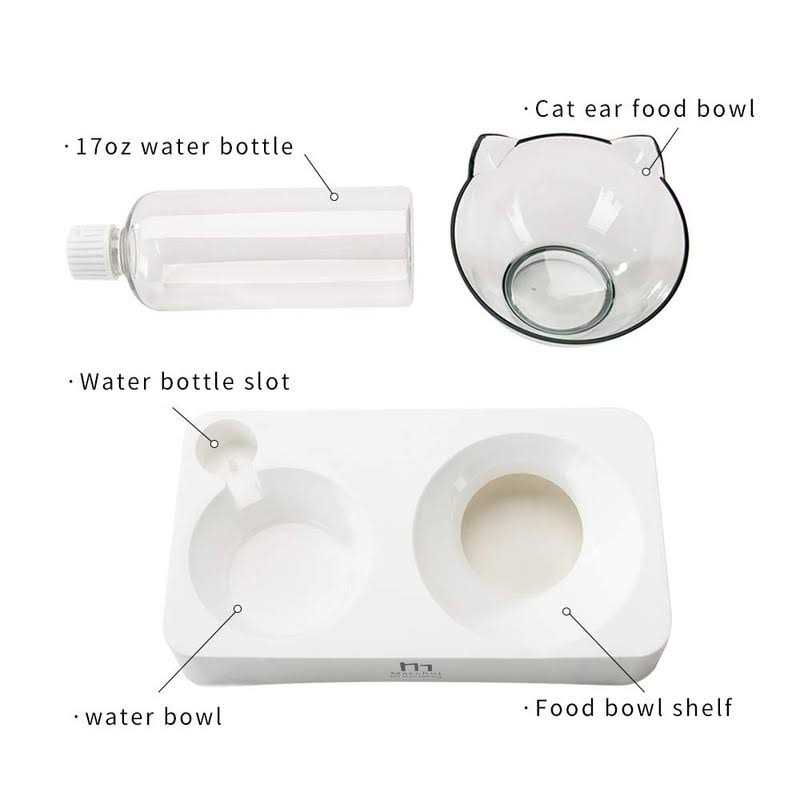 Marchul Tilted Cat Bowl Set for Food and Water