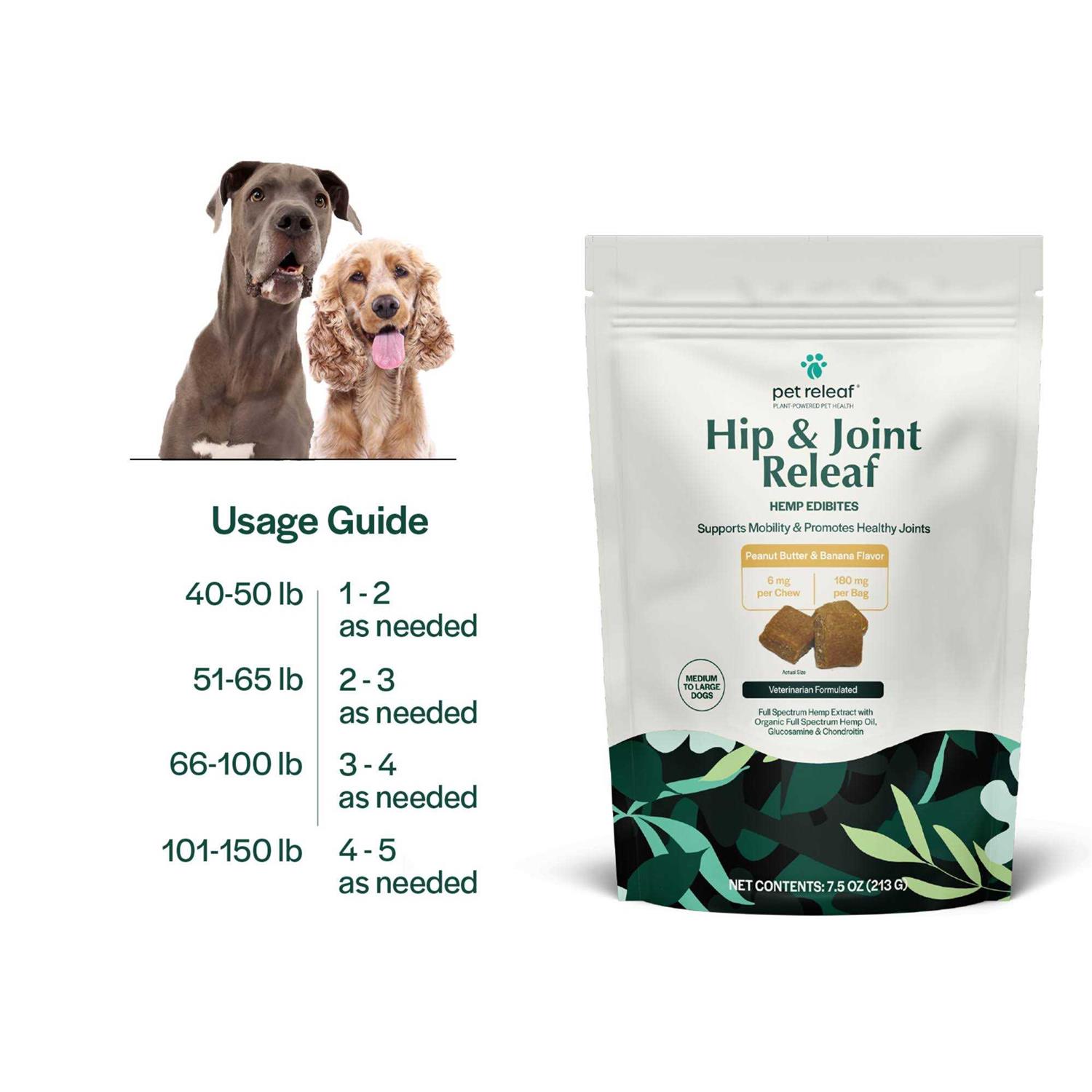 Pet Releaf Hip & Joint Releaf Edibites Peanut Butter & Banana Medium to Large Dogs