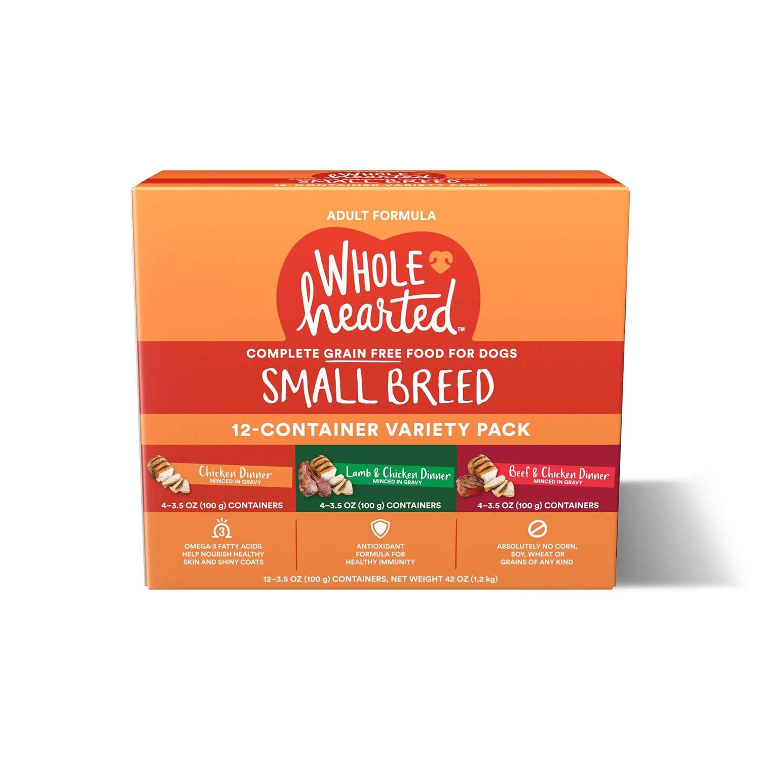 WholeHearted Grain Free Small Breed Minced in Gravy Adult Wet Dog Food Variety Pack