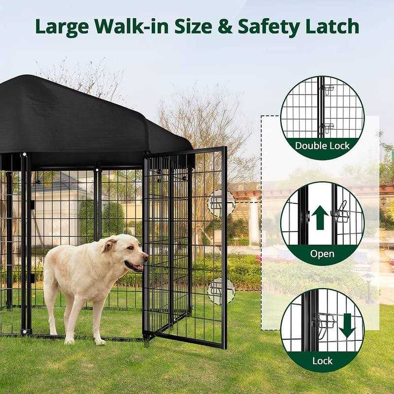 PawGiant Dog Kennel Outdoor Dog House with Roof Waterproof Cover for Medium to Small Dog Outside 4ft x 4ft x 4.5ft