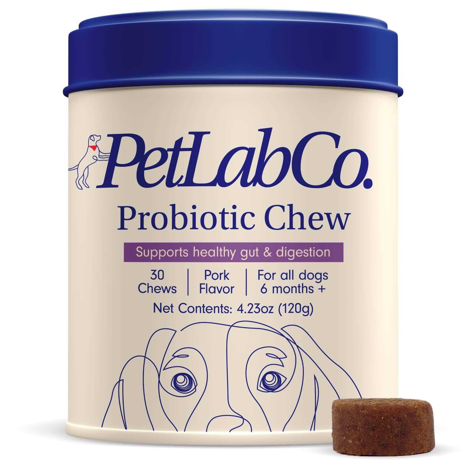 PetLab Co. Probiotic Digestive Supplement Pork Flavored Soft Chews for Dogs, 30 count