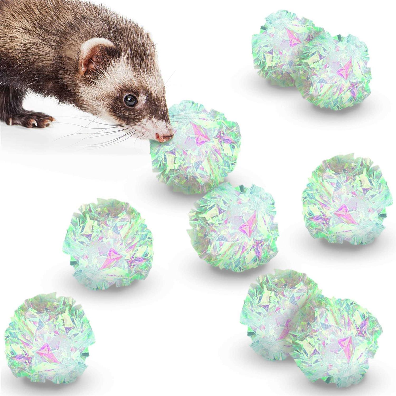 SunGrow Entertainment Clear Mylar Indoor Cat & Ferret Crinkle Balls & Chase Toy