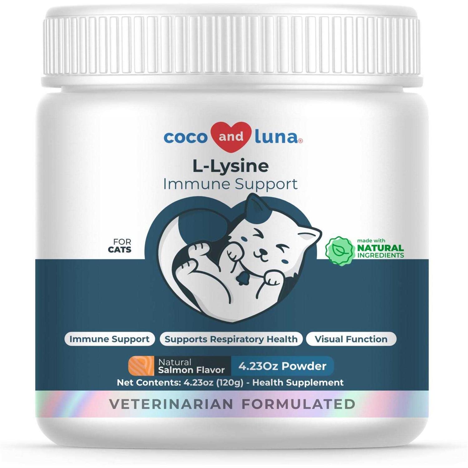 Coco and Luna L-Lysine Immune Support Salmon Flavor Powder Cat Supplement