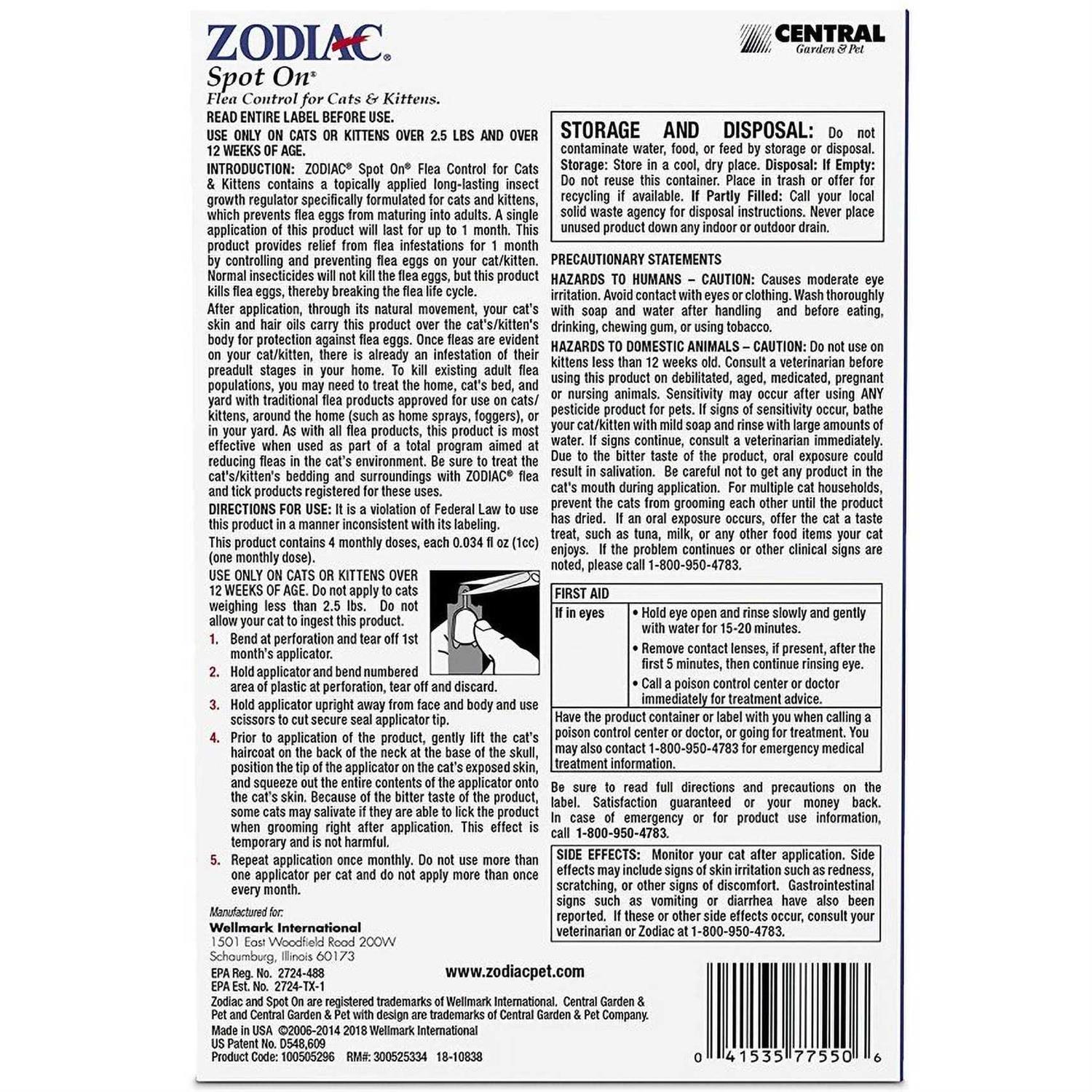 Zodiac Spot On Flea Cats & Kittens