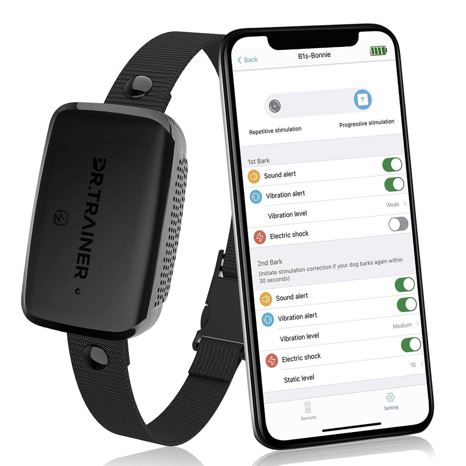 Dr.Trainer Bark Collar APP Control Waterproof Dog Collar Progressive Barking Custom