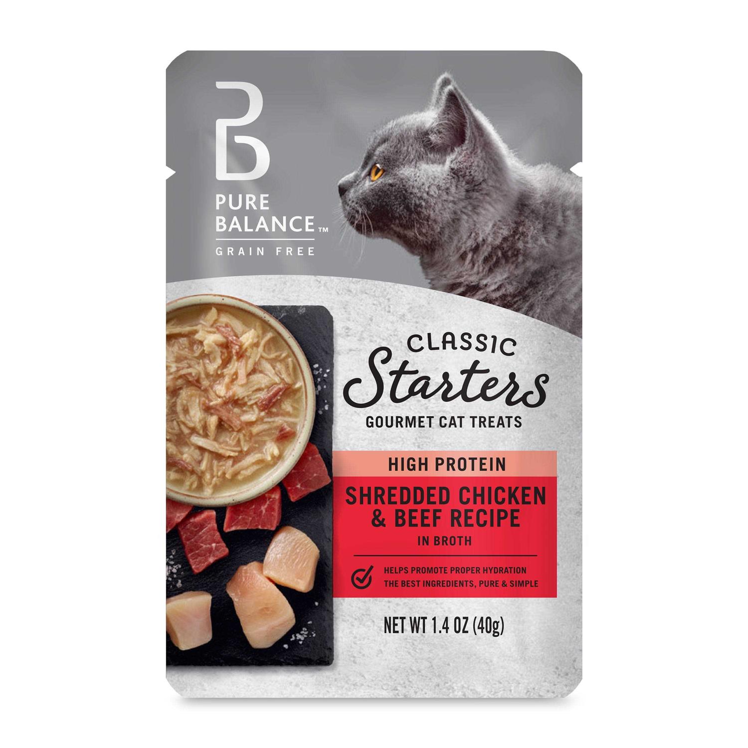 Pure Balance Classic Starters Shredded Chicken & Beef Broth Gourmet Cat Treats