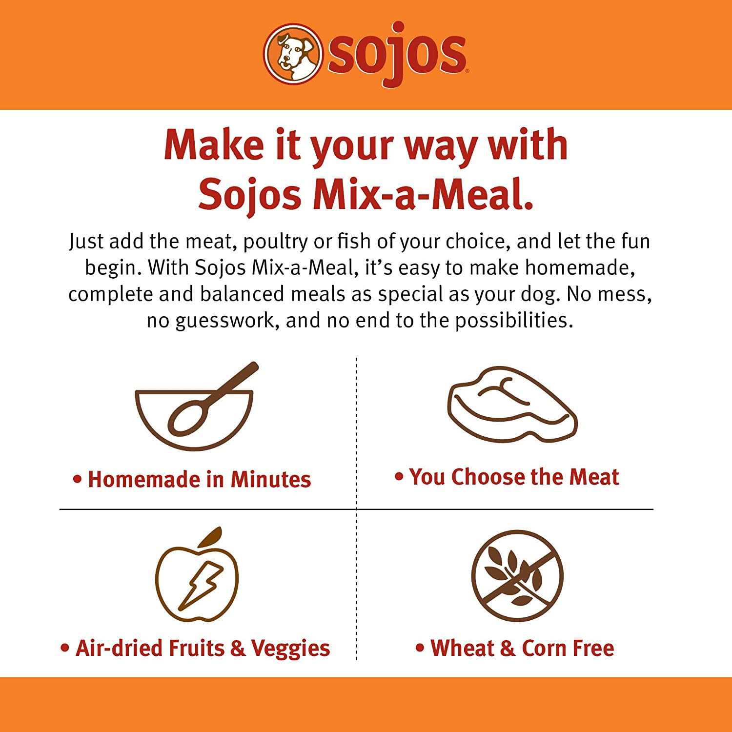 Sojos Mix-A-Meal Fruit & Veggie Pre-Mix Grain-Free Dog Food