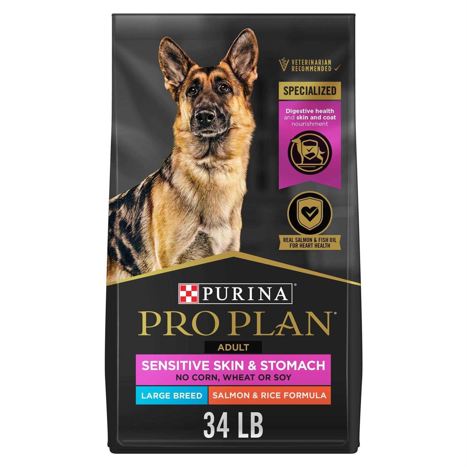 Purina Pro Plan Sensitive Skin & Stomach Salmon Adult Large Breed Formula Dry Dog Food, 34-lb bag