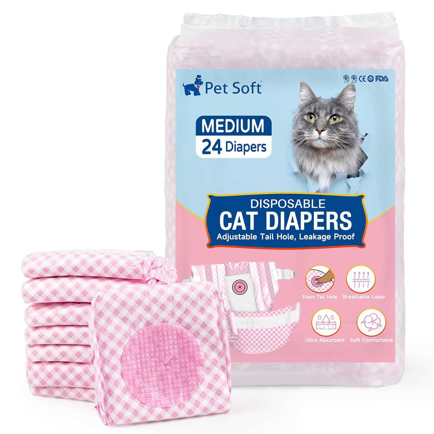 Pet Soft Disposable cat Diapers Diapers for Female Male cats Puppy Doggie Diapers for Female Dogs with Adjustable Foam Tail Hole
