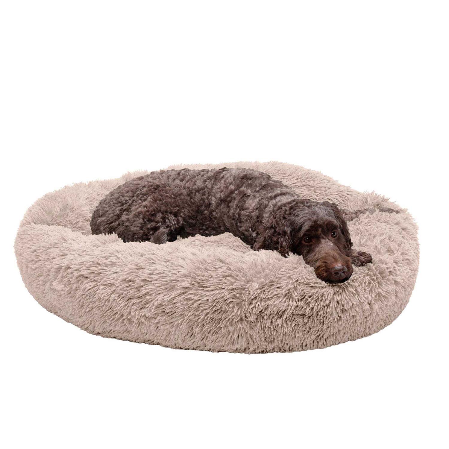 FurHaven Calming Cuddler Long Fur Donut Dog Bed