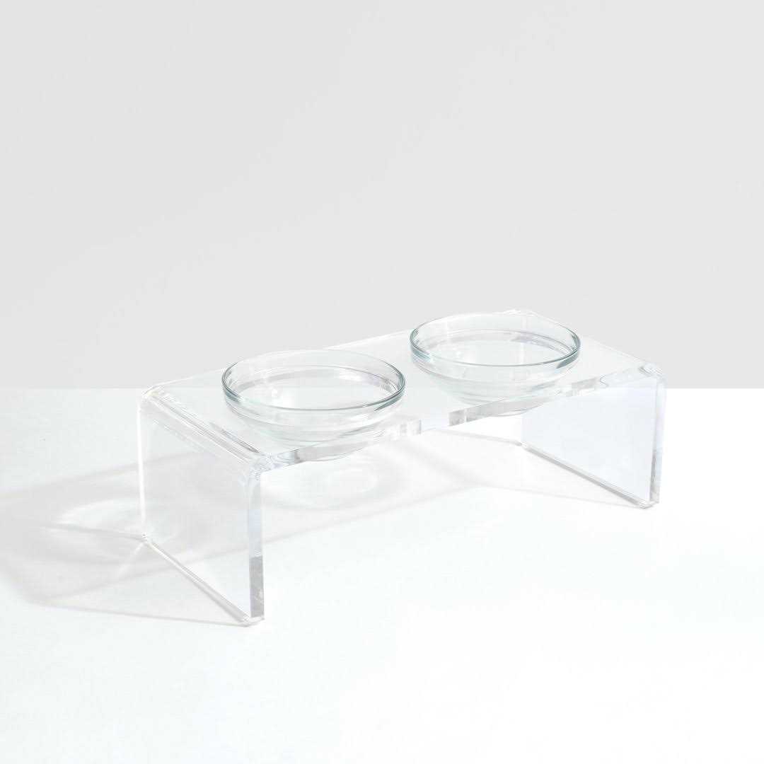 Glass Bowl Clear Elevated Feeder Hiddin