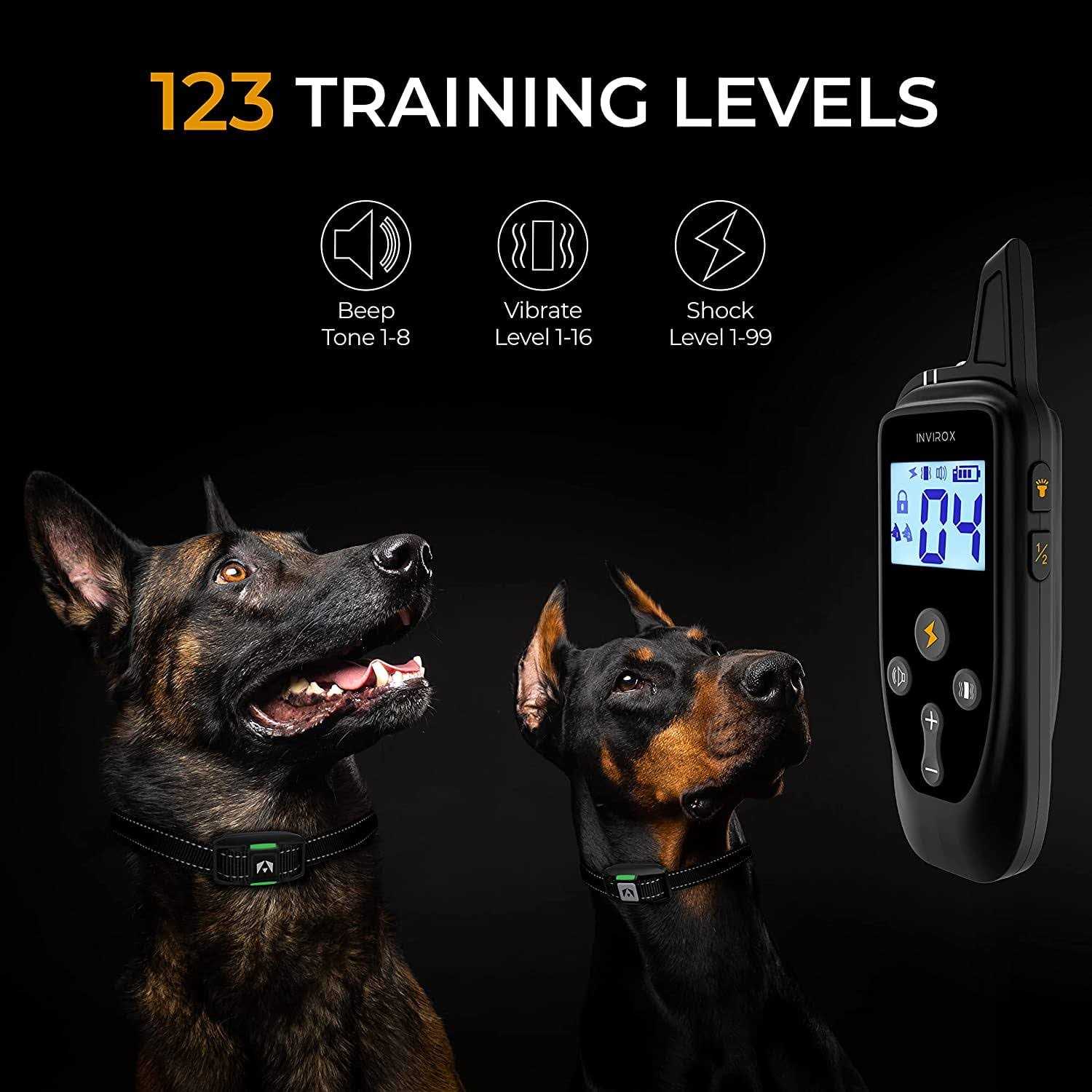 INVIROX X2 Dog Shock Collar For Large Dogs 123 Levels Dog Training Collar 1100Yards Range