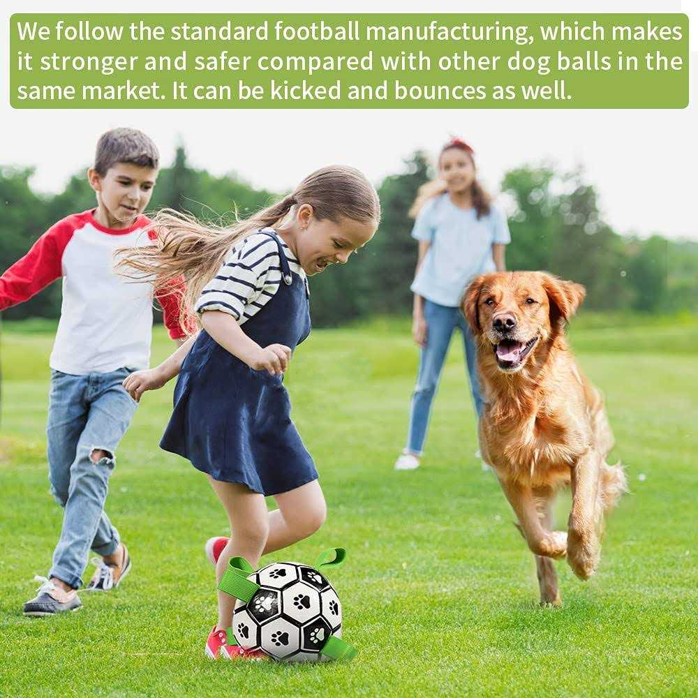 QDAN Dog Toys Soccer Ball with Straps Interactive Dog Toys for Tug of War
