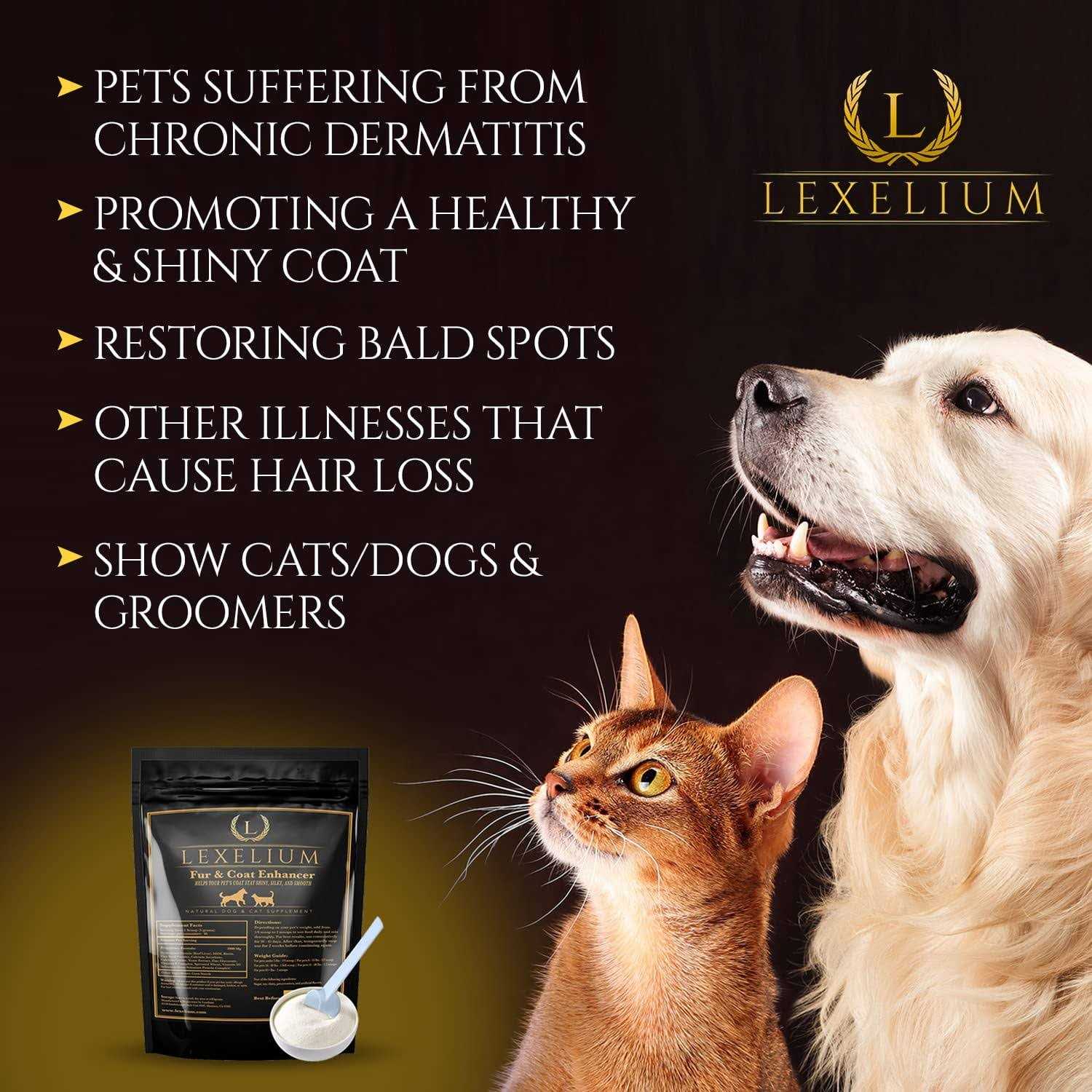 Lexelium Dermatitis Skin and Coat Supplement for Dogs and Cats Promotes Healthy Skin and Fur for Dogs and Cats