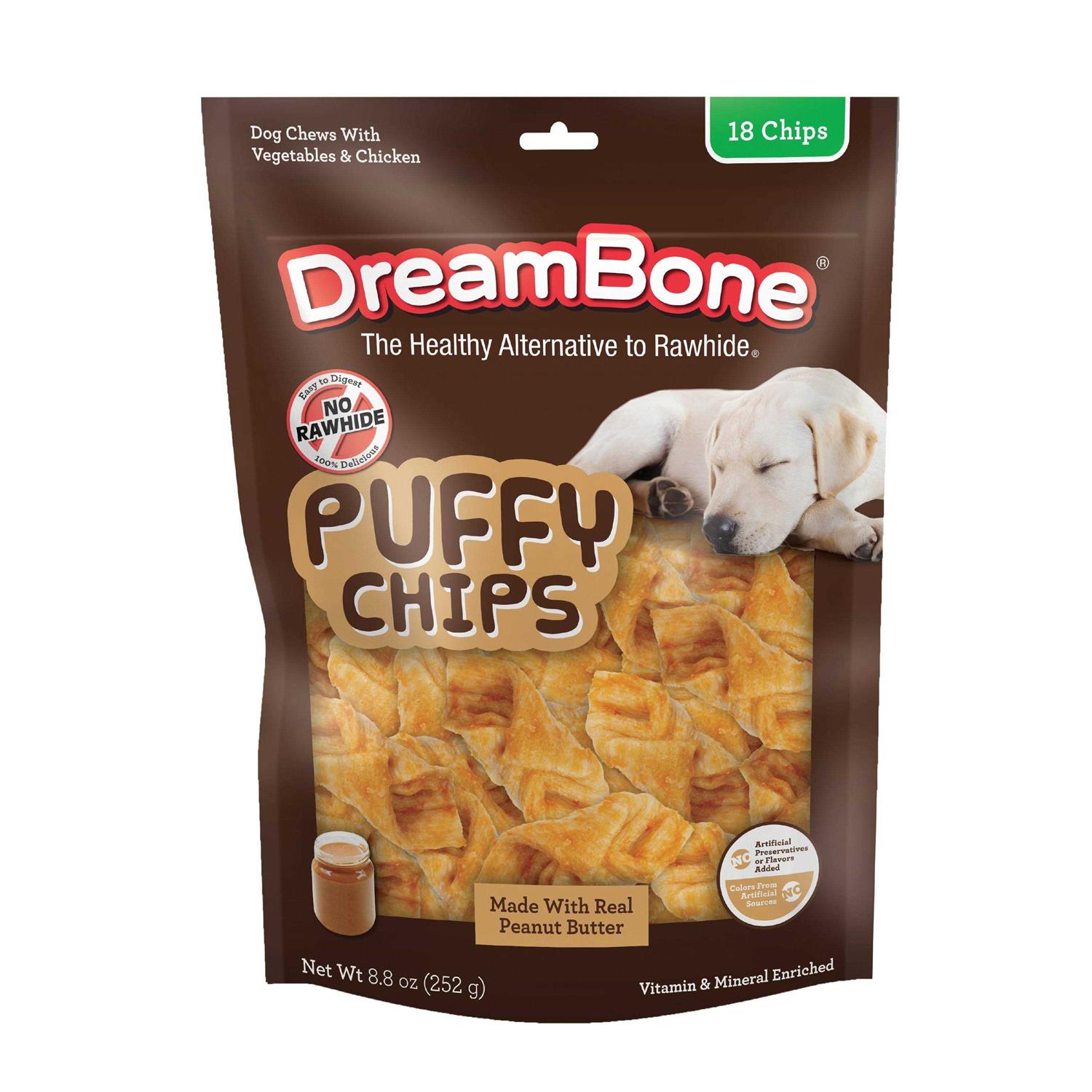 DreamBone Peanut Butter Puffy Chips Chews Dog Treats