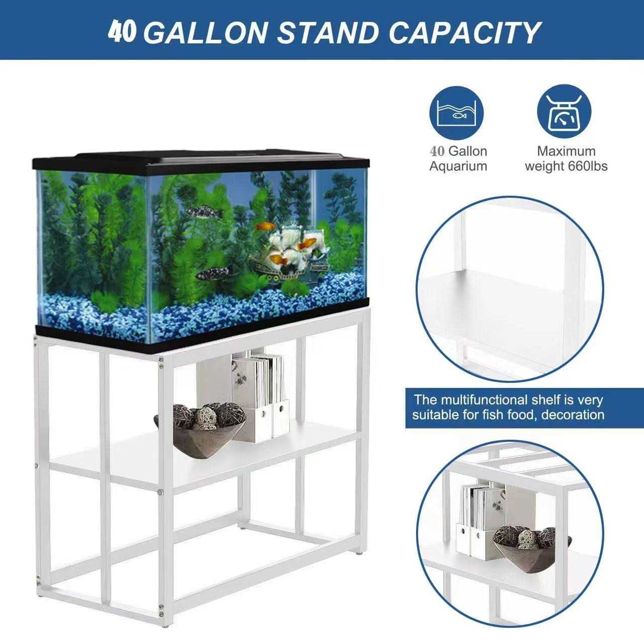 WSYFC 40 Gallon Fish Tank Stand, with Storage Shelf 36.5 x 18.5 x 29.5 Inch Aquarium Stand, Turtle Tank, Reptile Terrariums and Breeder Tank