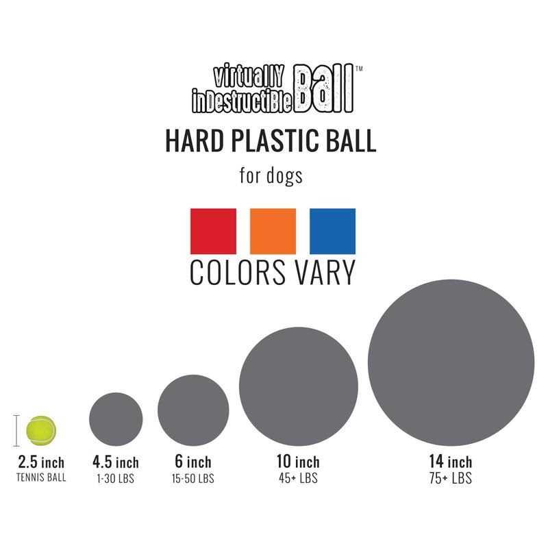 The Virtually Indestructible Ball Dog Toy, Color Varies, 6-in
