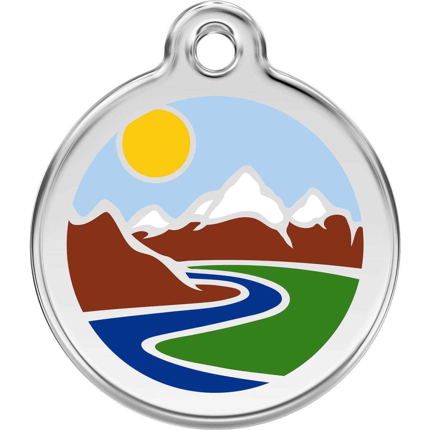 Red Dingo Enamel Pet ID Tag Mountains