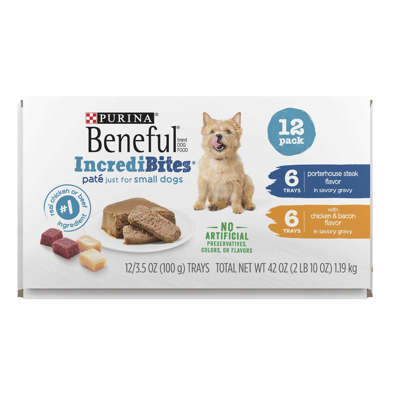 Beneful IncrediBites Steak & Chicken Pate Wet Small Dog Food Trays