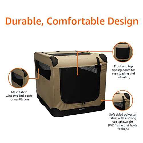 Amazon Basics 2-door Soft-sided Folding Travel Crate Dog Kennel