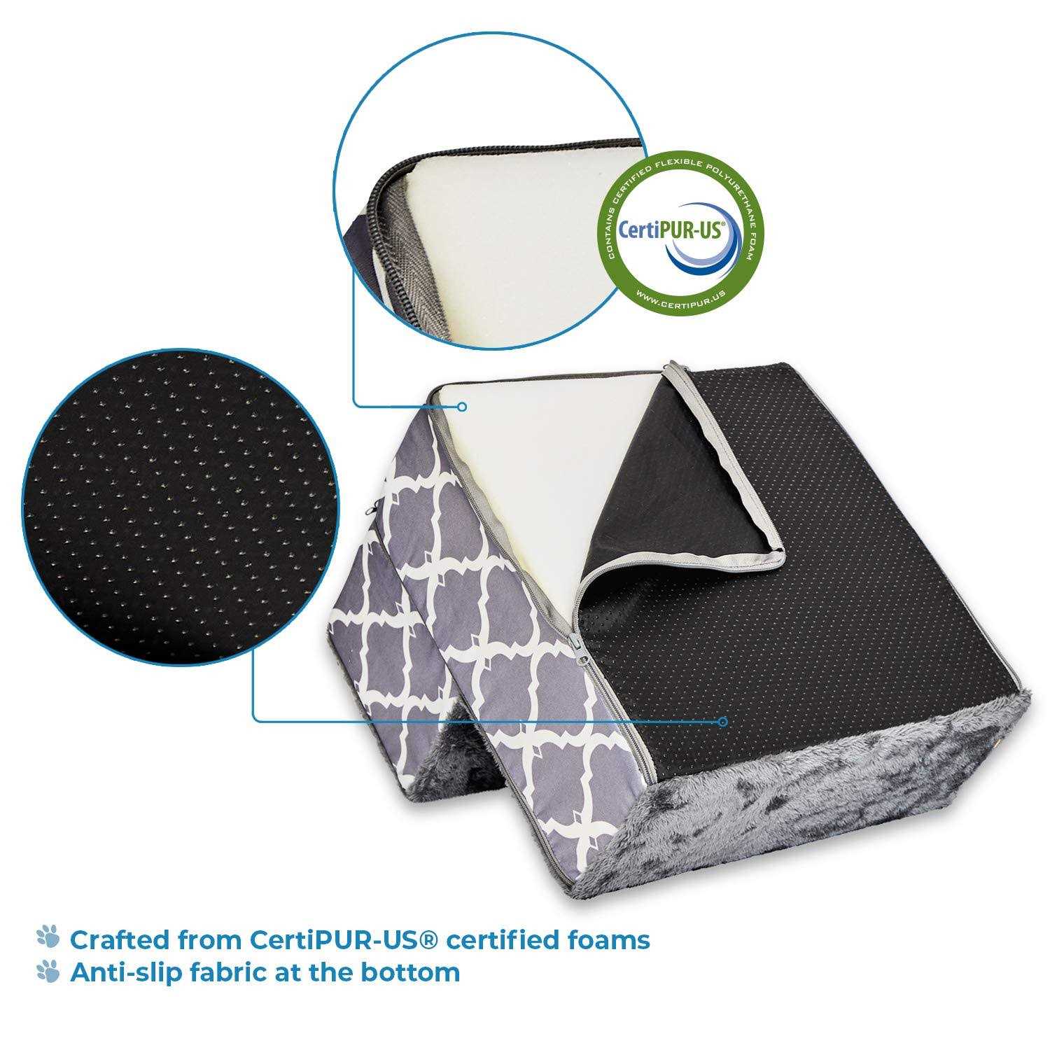Foldable Pet Steps/Stairs with CertiPUR-US Certified Foam by Best Pet Supplies