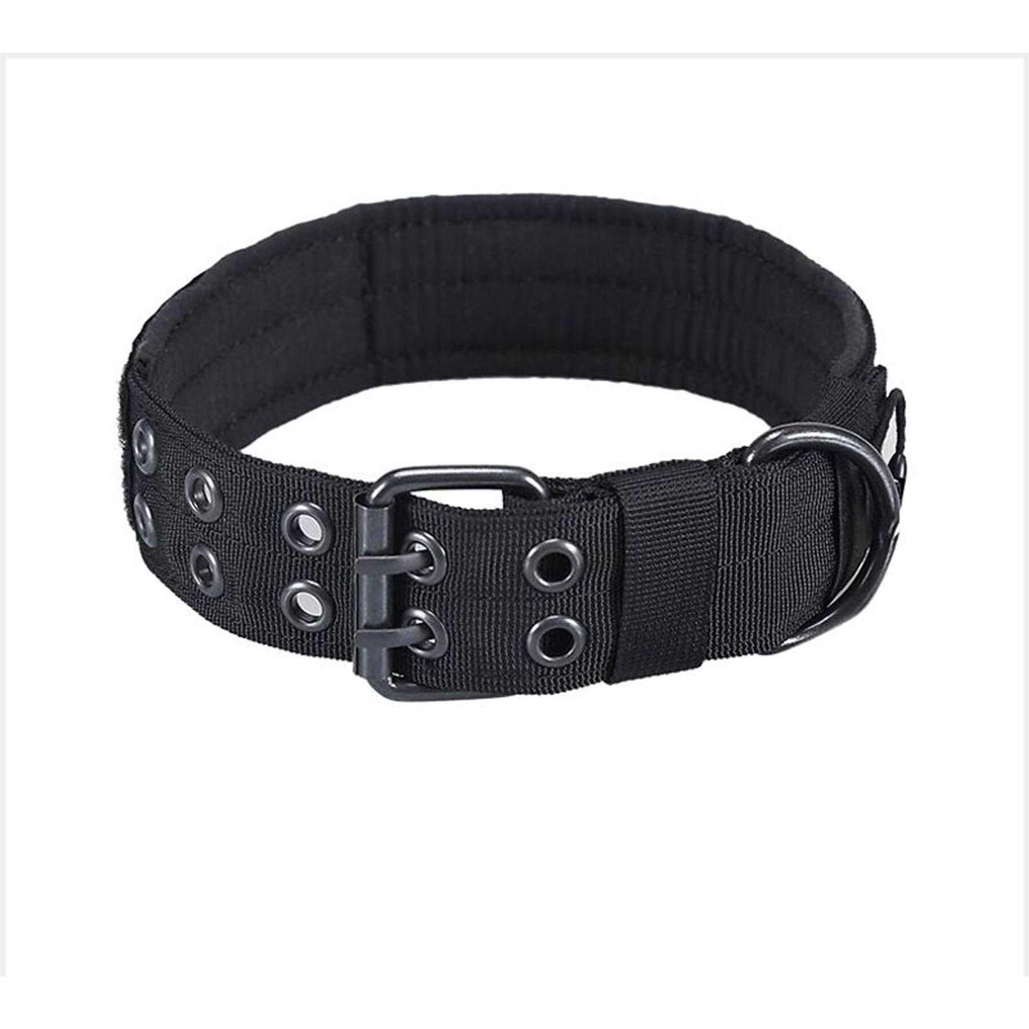 Onetigris Military Adjustable Dog Collar with Metal D Ring Buckle 2 Sizes