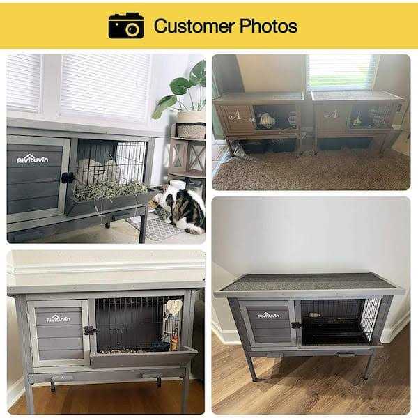 Aivituvin Outdoor Rabbit Hutch Upgrade with Metal Wire Pan AIR01-B