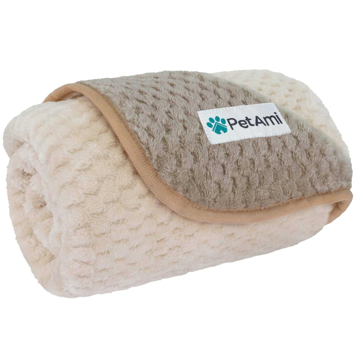 PetAmi Sherpa Fleece Waterproof Waffle Cat & Dog Blanket