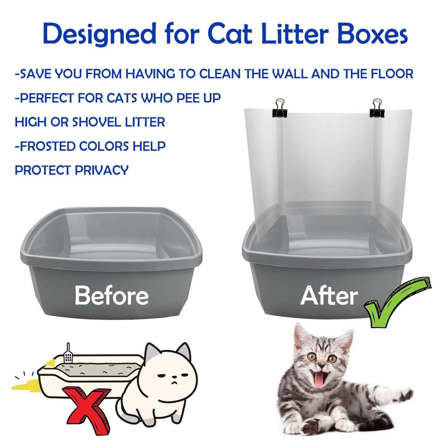 AAiphuwew 3 Pcs Cat Litter Box Pee Shields Easy Clean Anti-Splashing Flexible Litter Pan Pee Shields For Open Top Litter Pan