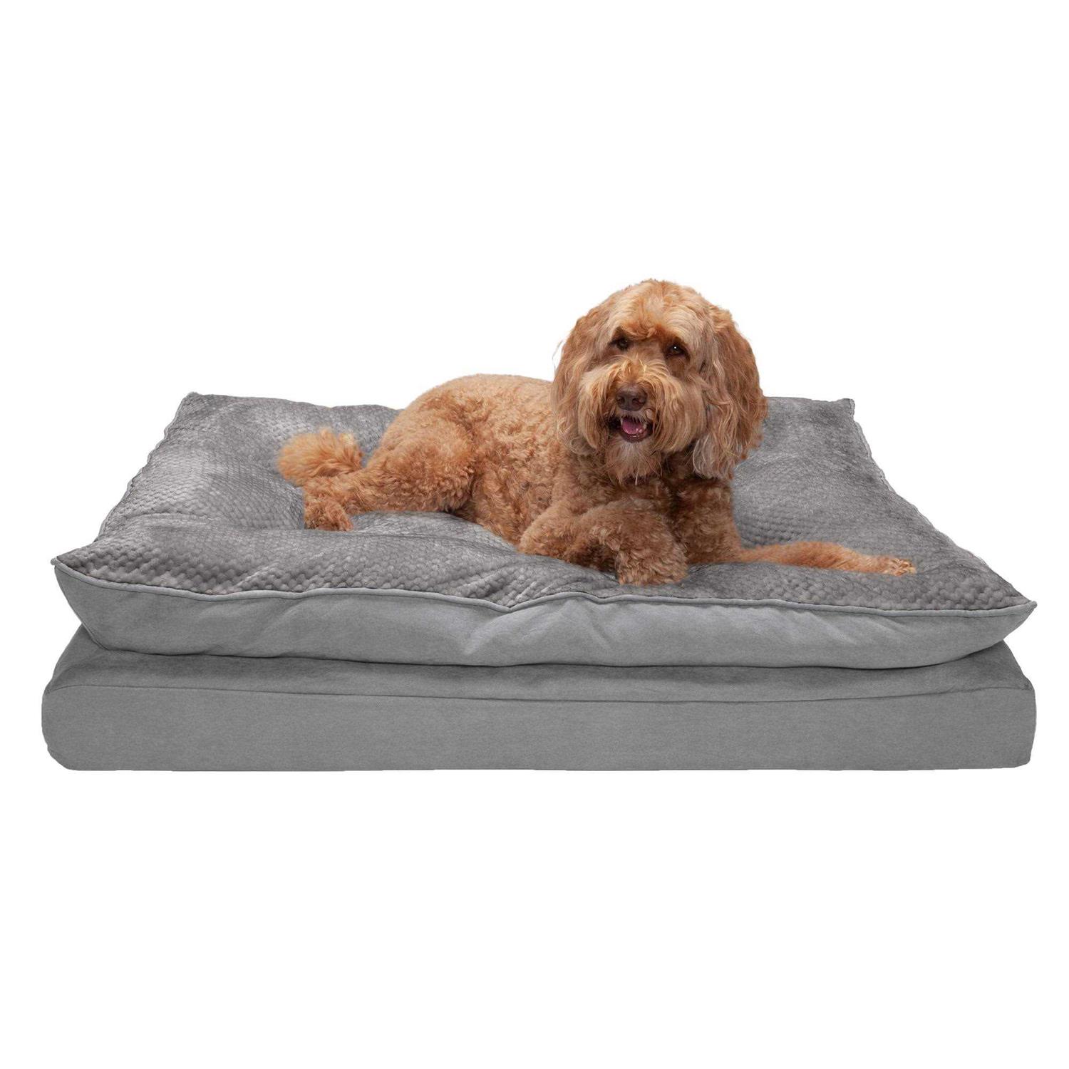 FurHaven Mink Fur & Suede Pillow-Top Orthopedic Dog Bed