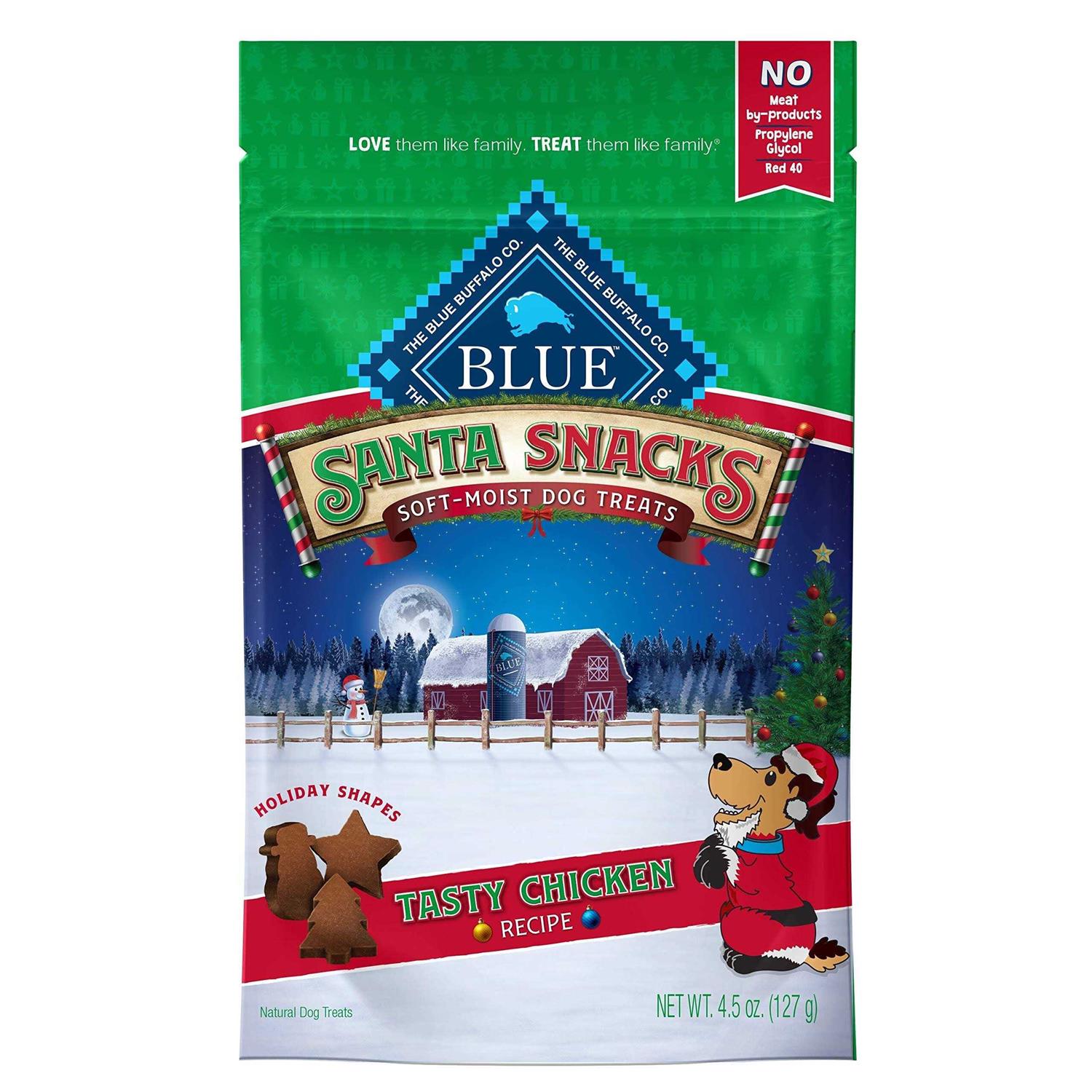 Blue Buffalo Chicken Santa Snacks Natural Soft Dog Treats