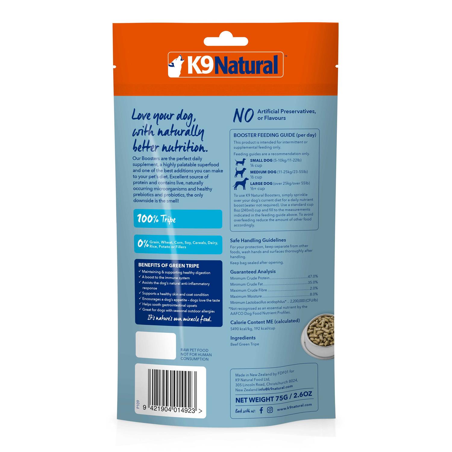 K9 Natural Beef Green Tripe Freeze-Dried Booster