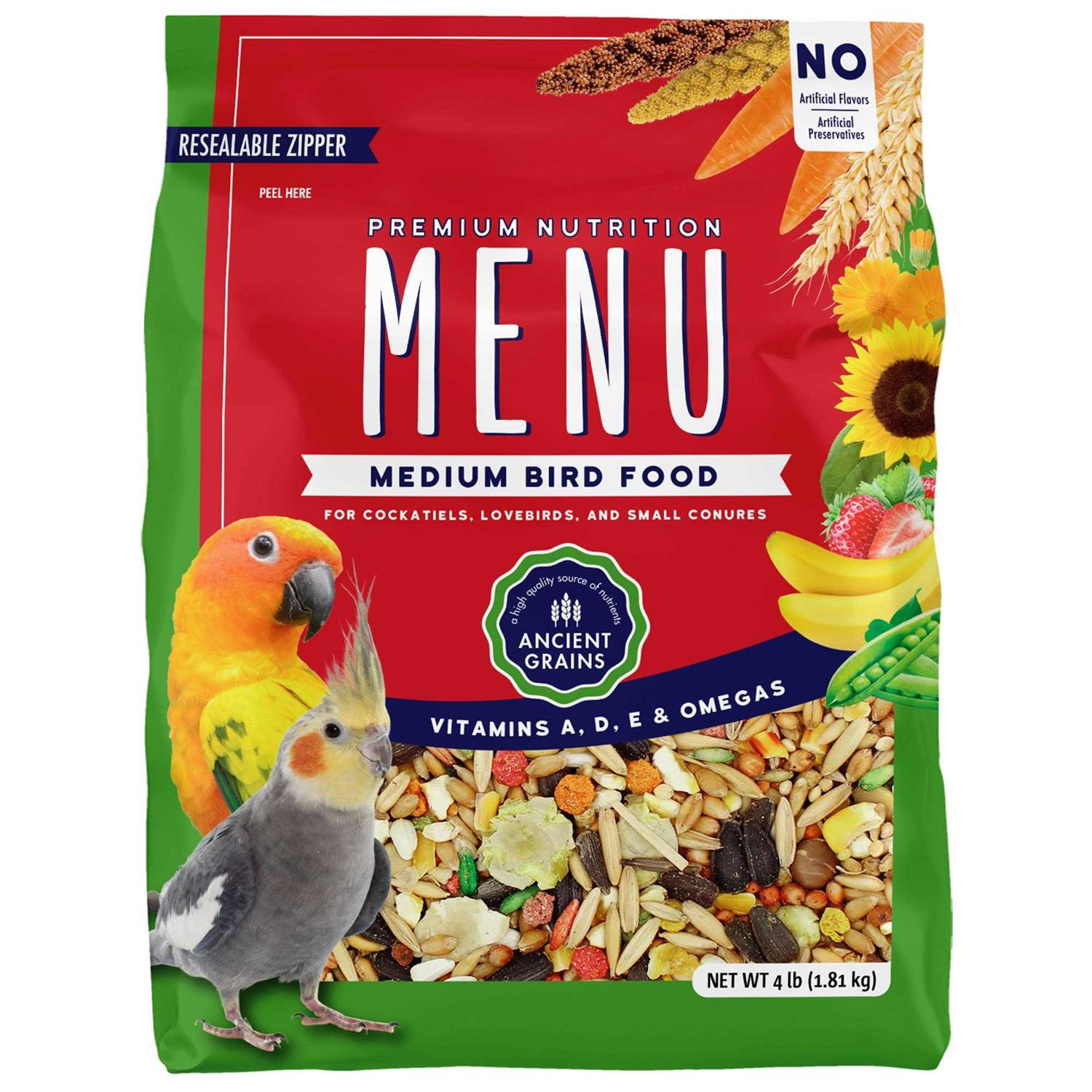Menu Vitamin Fortified Food for Cockatiel, Lovebirds, and Small Consures