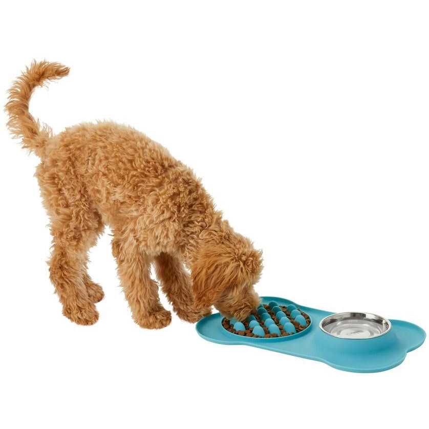 Frisco Silicone Slow Feeder Mat with Stainless Steel Bowl
