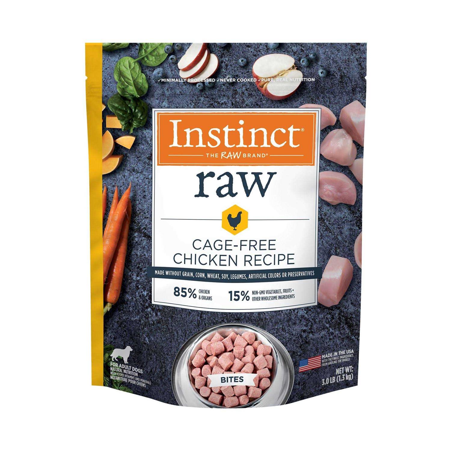 Instinct Raw Frozen Bites Cage Free Chicken Recipe Dog Food