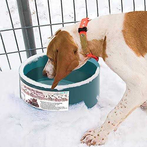 PETLESO Dog Heated Water Bowl Pet Water Heating Bowl for Cats Dogs Chicken Birds Outdoor Winter Dog Bowl