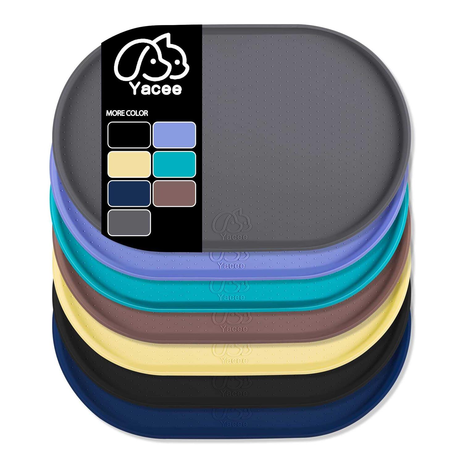 Yacee Silicone Dog Food Mat Waterproof, Easy clean in Dishwasher, Pet and cat Mats 05 Raised Edges
