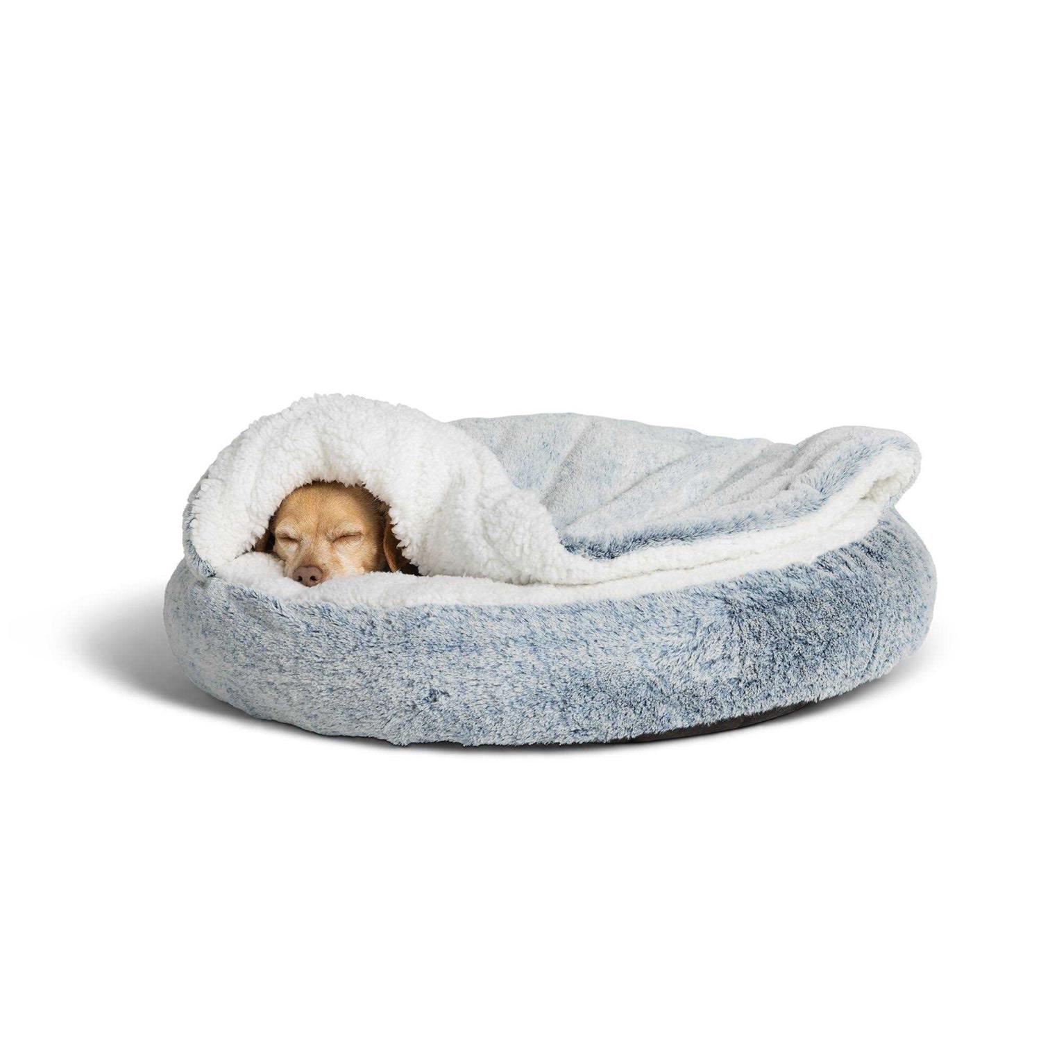 Top Paw Faux Fur Snuggler Dog Bed in Blue