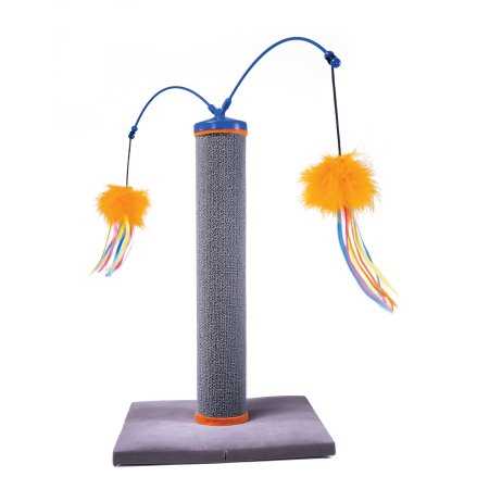Smartykat Scratch ‘N Spin Carpet Cat Scratching Post with Interactive Spinning Wand Cat Toys, Size: 22.83 inches long x 15.94 inches wide x 15.94
