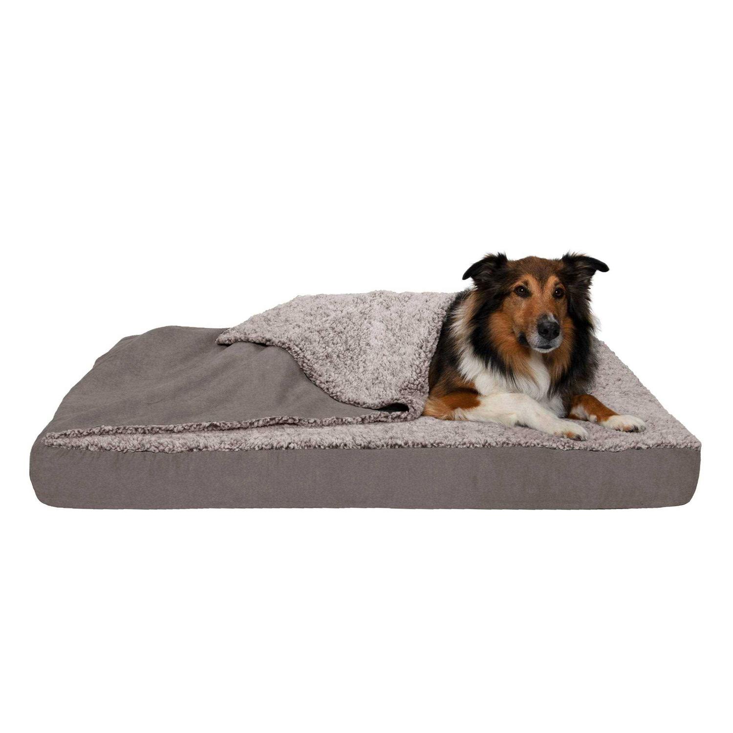 FurHaven Berber & Suede Blanket Top Top Dog Bed