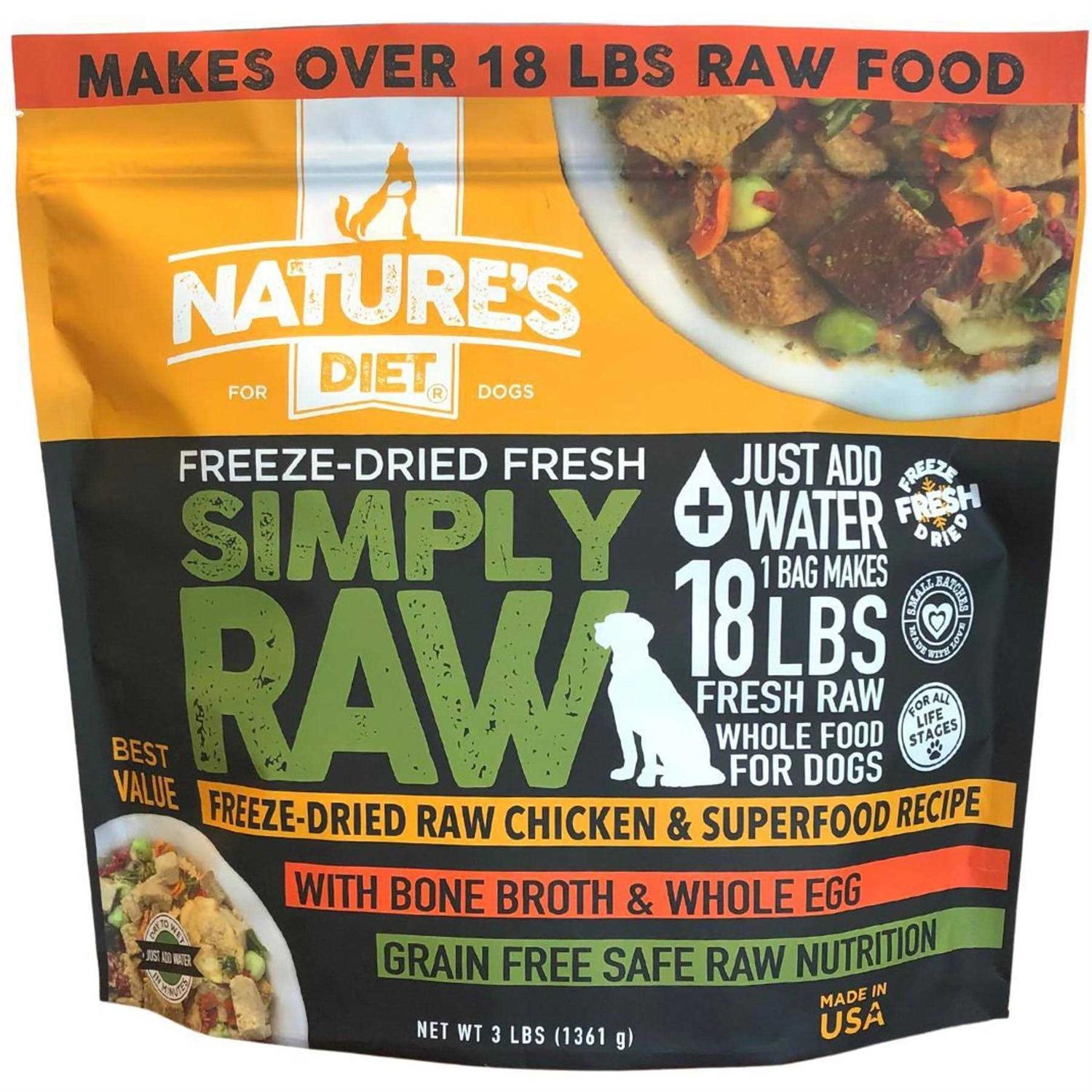 Nature’s Diet Simply Raw Freeze-Dried Raw Whole Food Meal Makes 18 Lbs Fresh Raw Food with Muscle