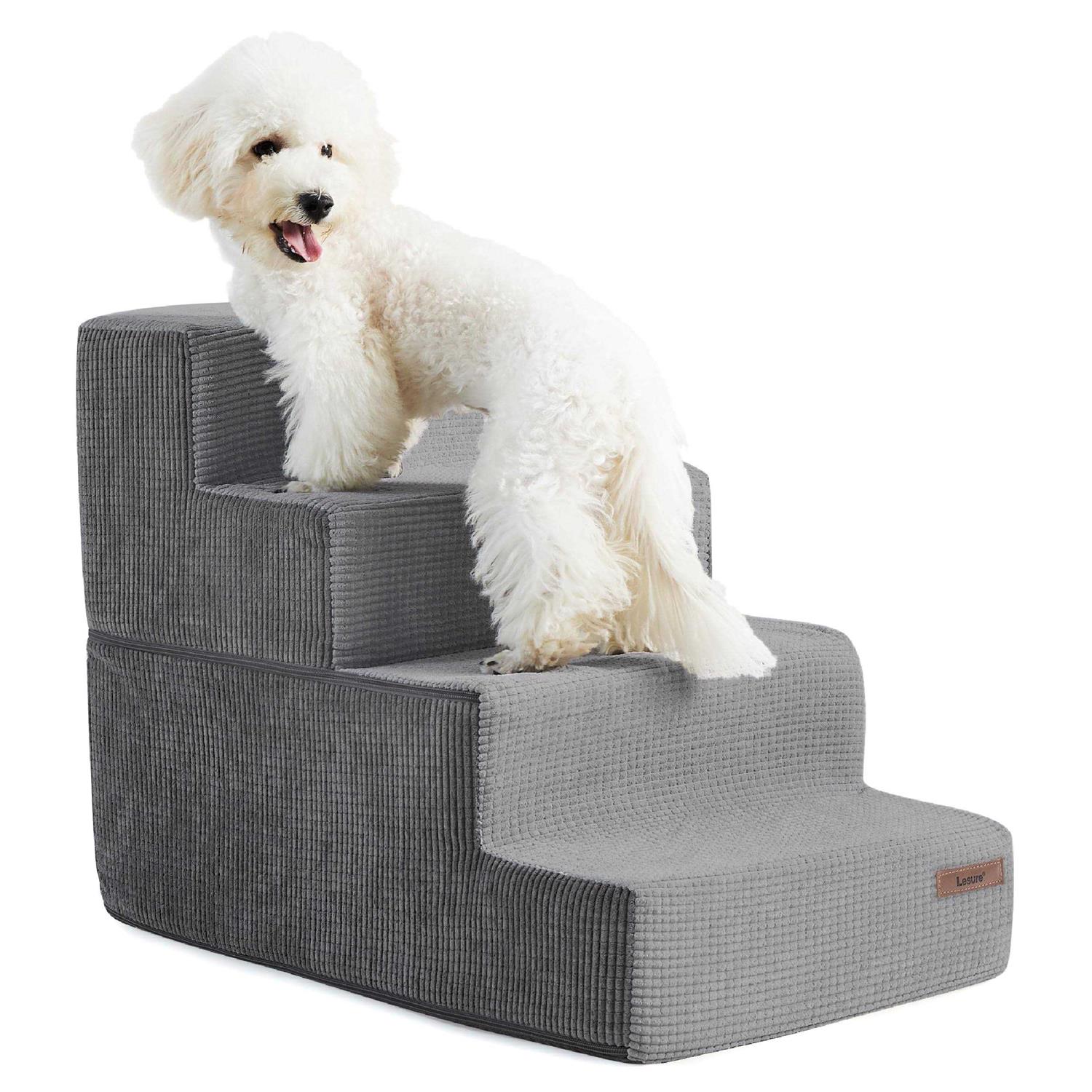 LE SURE Lesure Dog Stairs for Small Dogs Pet Stairs Beds and Couch, Folding Pet Steps with CertiPUR-US Certified Foam for Cat and Doggy