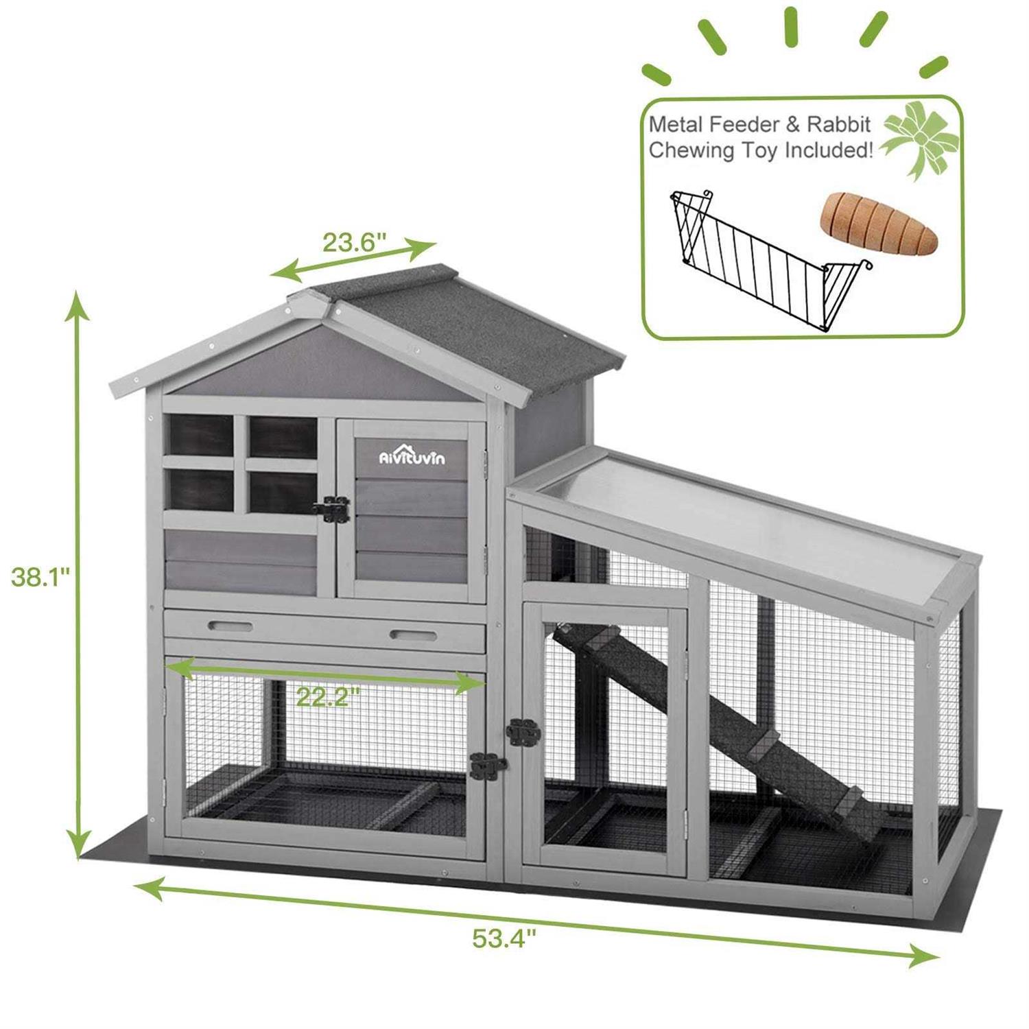 Gutinneen Rabbit House Indoor Outdoor Rabbit Hutch with Ventilation Door,Wooden Bunny cage with No LeakageTray