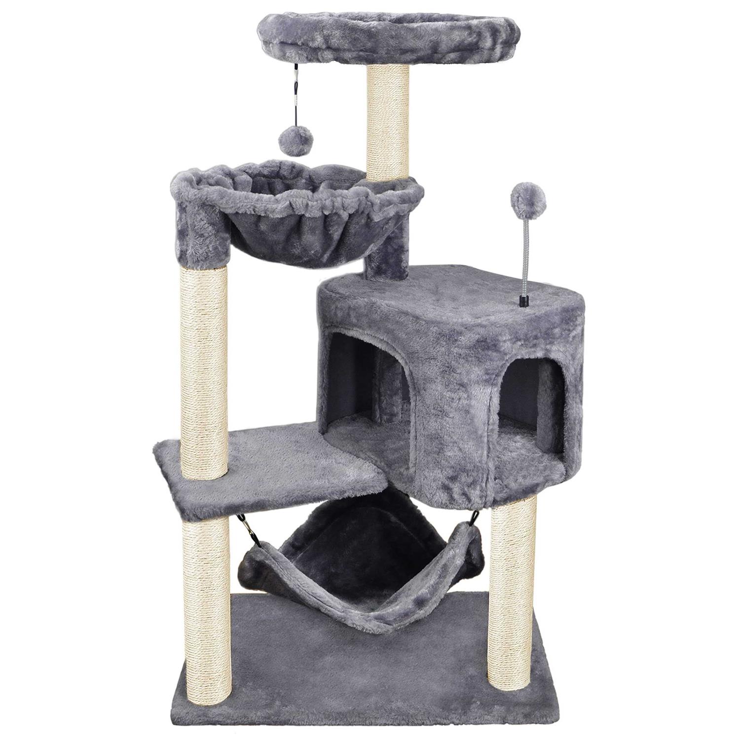YUNWEI Newest Cat Tree with Cat Condo and Big Hammock