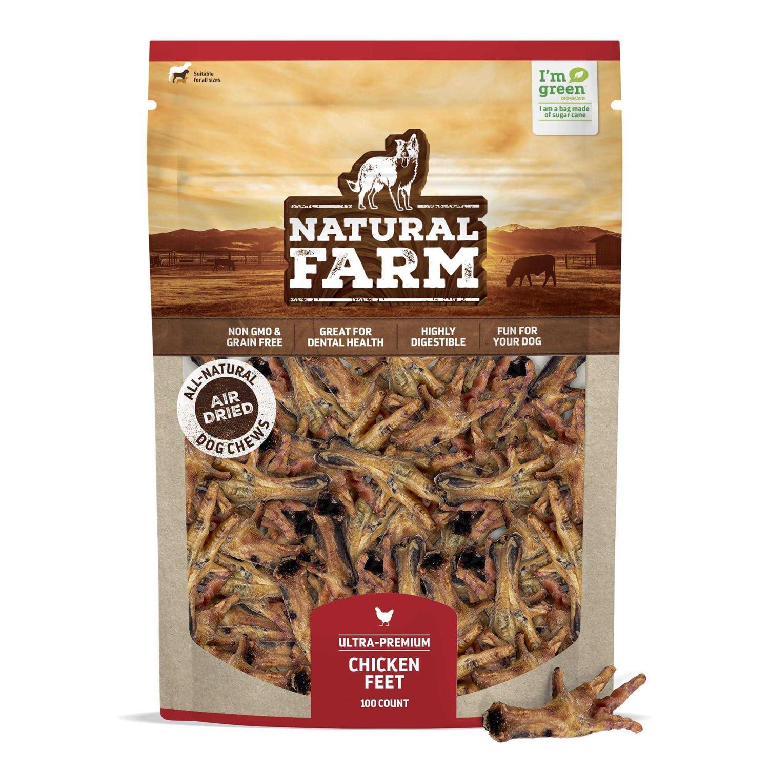 Natural Farm Nail-Free Chicken Feet Dog Treats 100 Free-Range Air Dried Chicken Feet