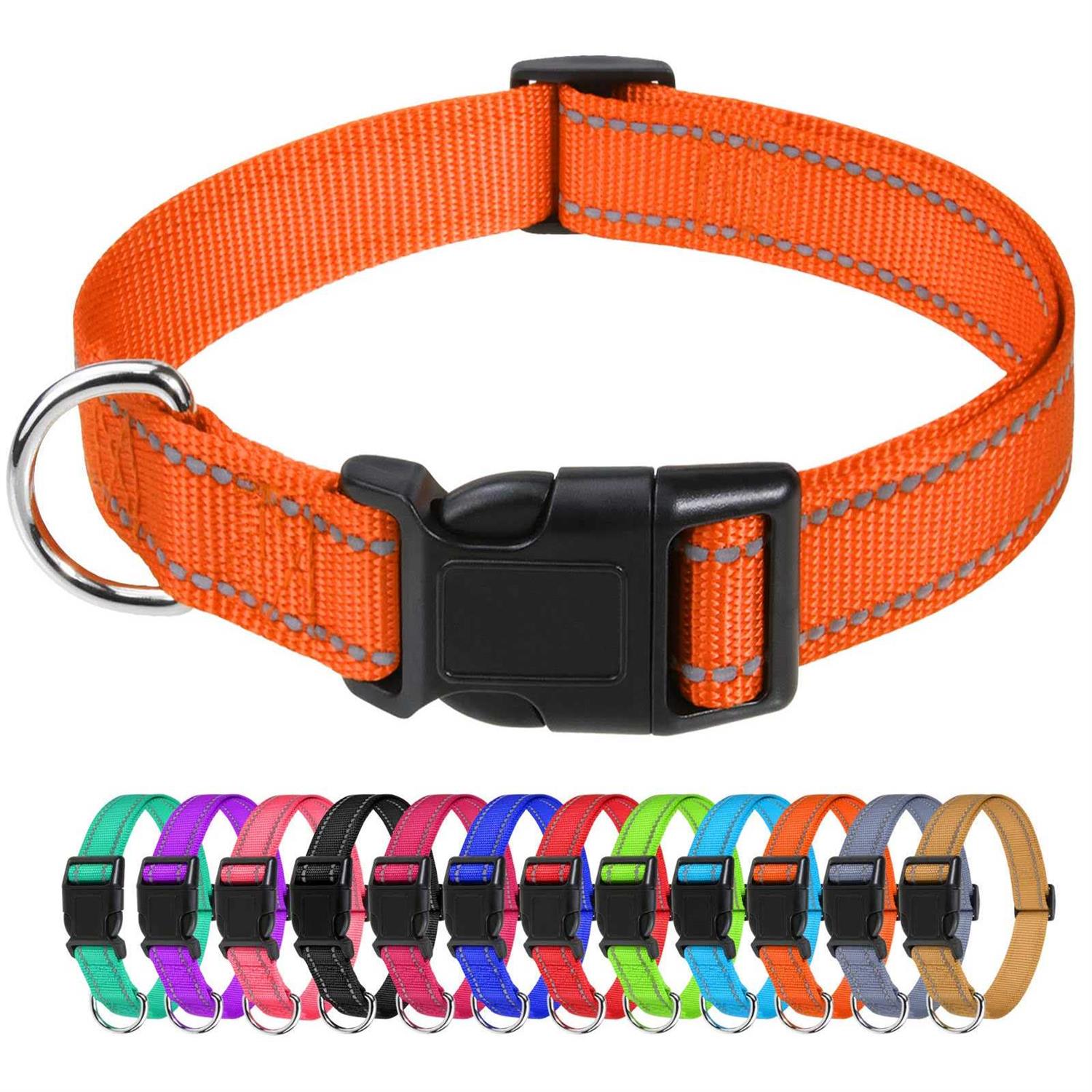 TagME Reflective Nylon Dog Collars Adjustable Classic Dog Collar with Quick Release Buckle Dogs