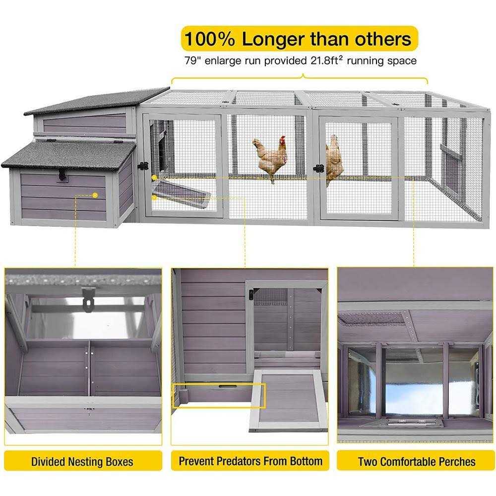 aivituvin Large Hen House with Run for 4-6 Chickens AIR45